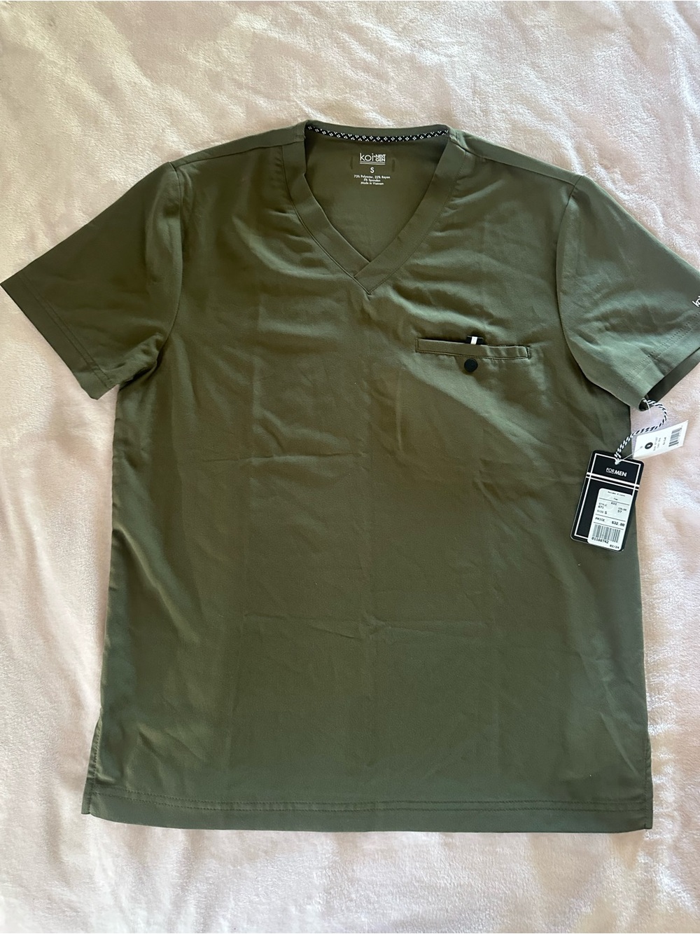 koi Olive V-Neck Men’s Scrub Tee